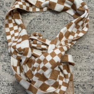 Anthropologie Brown and Cream Checkered Scarf
